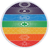 Lofaris Colorful Flower Rainbow Summer Round Beach Towel